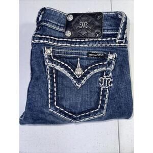 Miss Me Jeans JP5014RBoot Flap Pockets Rhinestone Thick Thread Women's Size 28